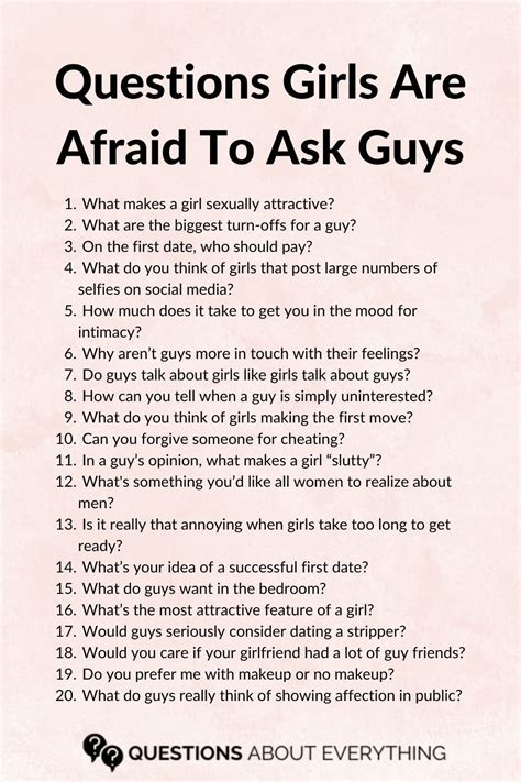 27 Questions Girls Are Afraid To Ask Guys